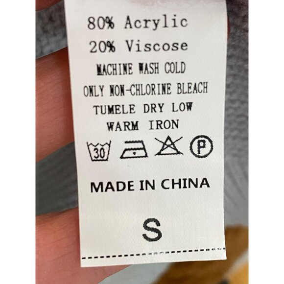 New Colorblock Long Cardigan With Fringe & Star Detail Button Closure Sunshine & - Picture 5 of 12